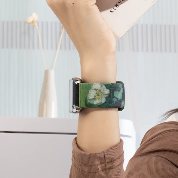 Xiaomi Mi Band 8 Pro / 9 Desenli Silikon Kordon - Beyaz Nike + Beyaz Çerçeve - 8