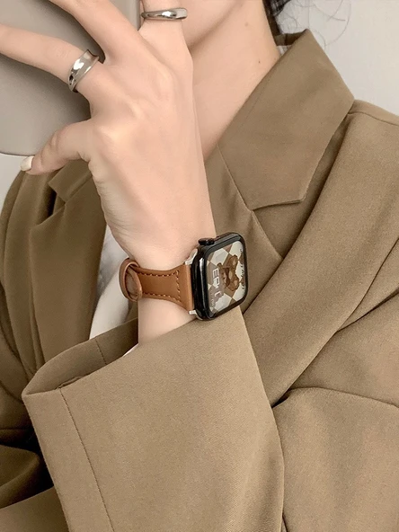 Redmi Watch 3 Youth/5 Active/5 Lite Sıcak Kahverengi Deri Kordon