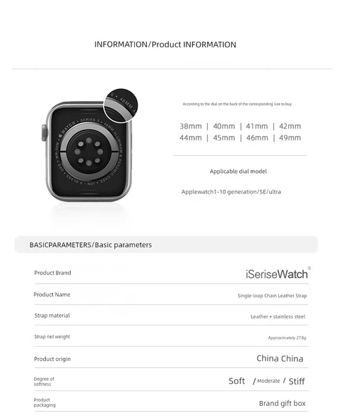 Apple Watch 38mm (1-3. Nesil) Uyumlu Koruyucu Film ile Deri Kordon - Bej - 10