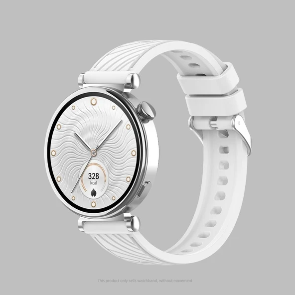 Huawei GT5 GT4 41mm Damarlı Desenli Kordon - Kar Beyazı