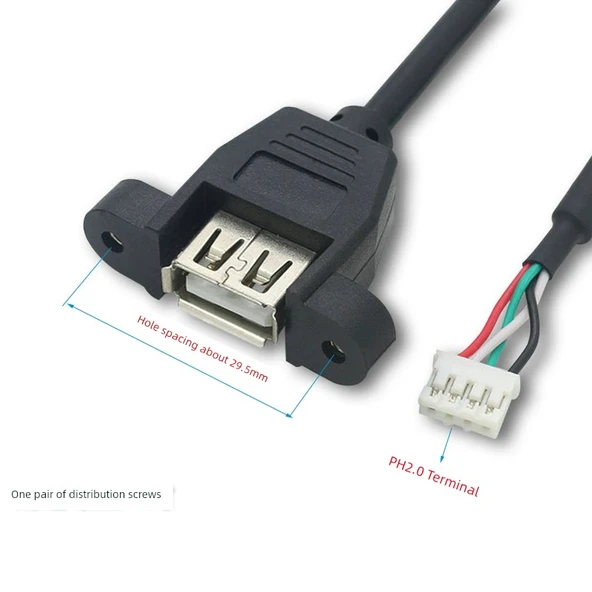0.5m PH2.0 Terminal 4p - USB Dişi Tekli Kablo - 4