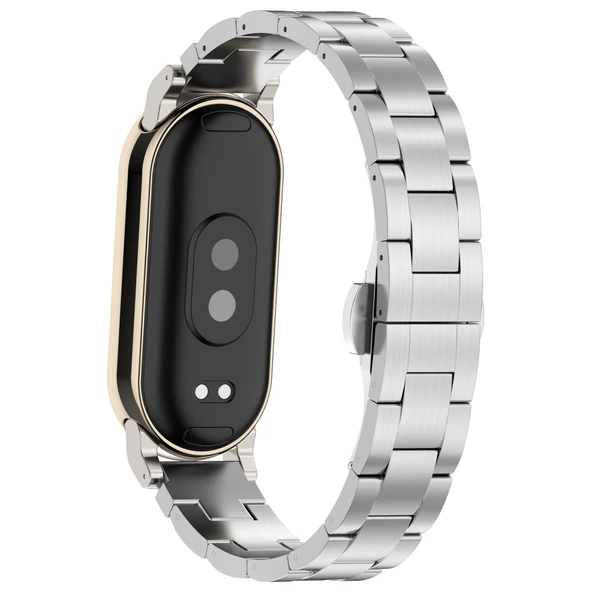 Xiaomi Bileklik 7 Titanyum Kayış - Paslanmaz Çelik Gümüş Çerçeve - Gümüş Sayaç Besleyici (Model 2) - 7