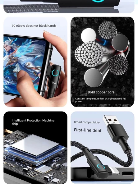 iPhone PD 30W Hızlı Şarj USB Kablosu Dirsek Tipi - 1m Apple PD Arayüzü - 7