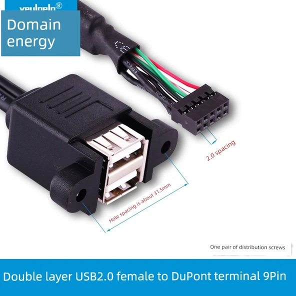0.5m 2.0 DuPont 9p - USB Dişi Çift Katmanlı Kablo