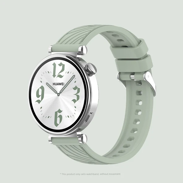 Huawei GT5 GT4 41mm Damarlı Desenli Kordon - Bitki Örtüsü Yeşili