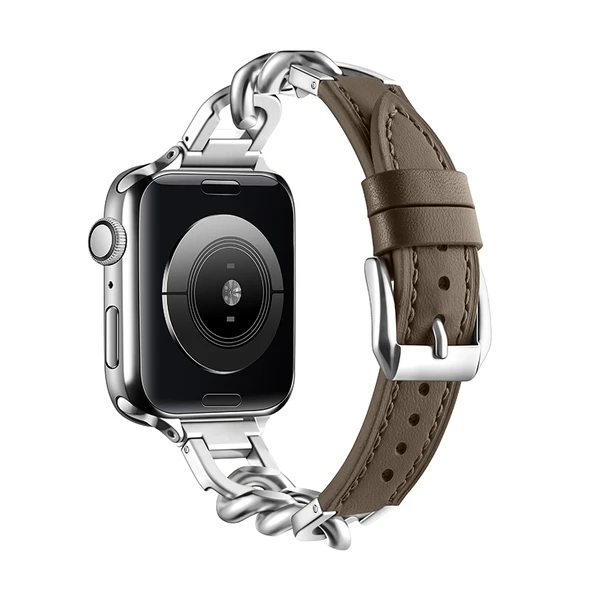 Apple Watch 38mm (1-3. Nesil) Uyumlu Koruyucu Film ile Deri Kordon - Bej