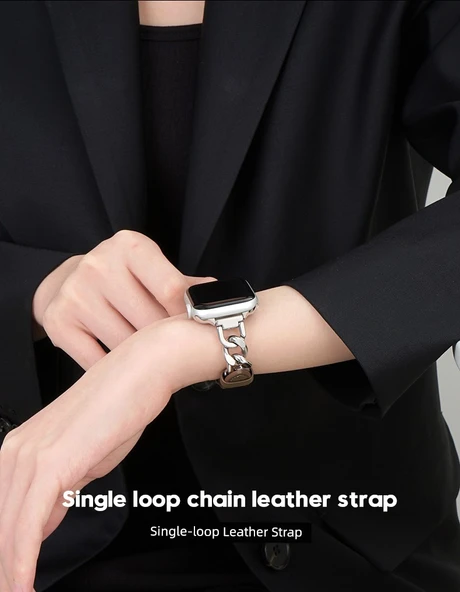 Apple Watch 42mm (1-3. Nesil) Uyumlu Koruyucu Film ile Deri Kordon - Bej - 9