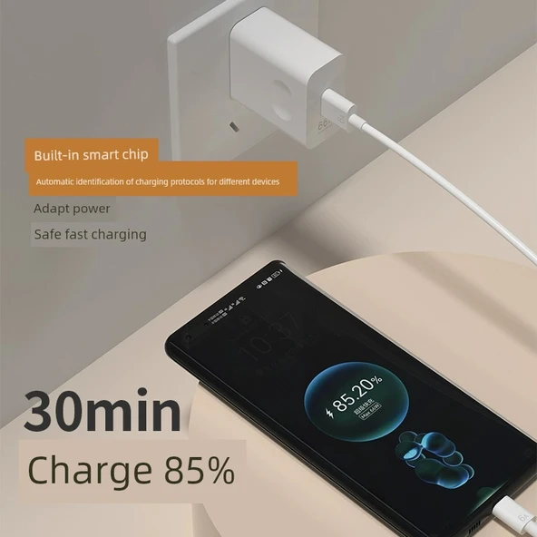 66W Süper Hızlı Şarj Başlığı + 1 Metre Hızlı Şarj Kablosu - Model 1 - Resim 4