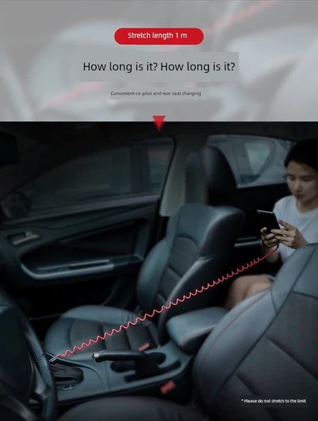 iPhone Uyumlu Otomatik Toplanan Araç Şarj ve Data Kablosu - Siyah - 2A Hızlı Şarj - 10