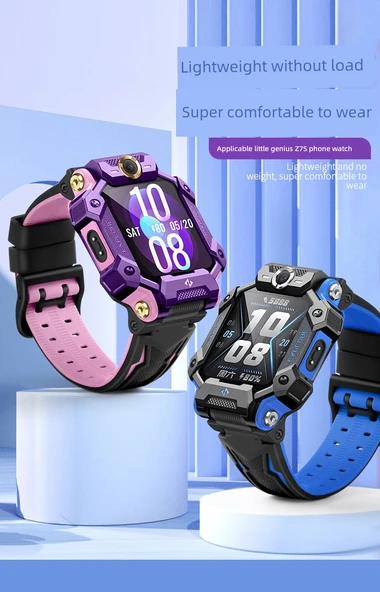 Little Genius Z7S Akıllı Saat Kordonu - Fengxin Mor + Şeffaf Kılıf - Resim 7