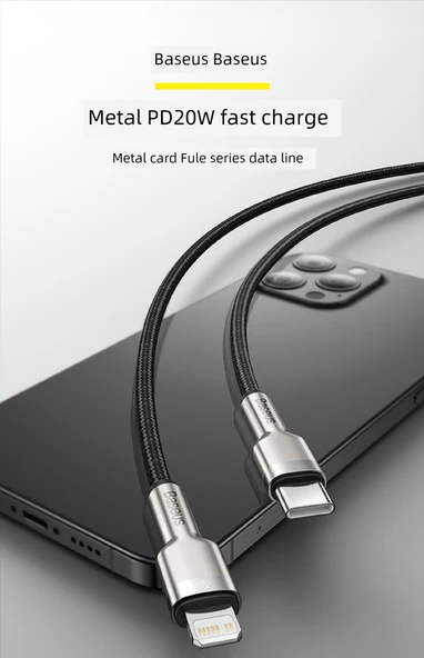 USB-C Lightning Hızlı Şarj Kablosu - Siyah 0.25m (PD20W Hızlı Şarj) - 6