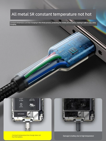 USB-C Lightning Hızlı Şarj Kablosu - Siyah 0.25m (PD20W Hızlı Şarj) - 3