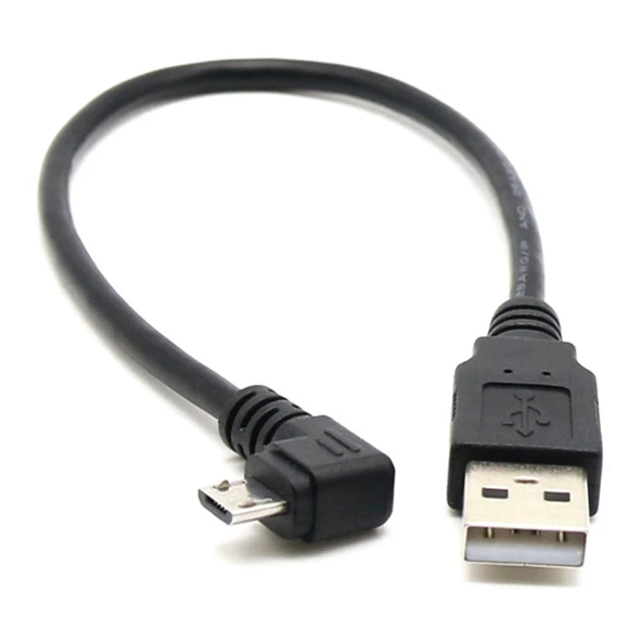 Micro USB Dirsekli Data Kablosu 2A Hızlı Şarj - 25cm - Sağ Açılı - 3