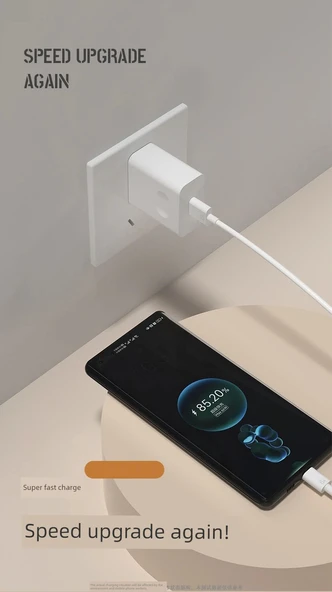 66W Süper Hızlı Şarj Başlığı + 1 Metre Hızlı Şarj Kablosu - Model 1 - Resim 8