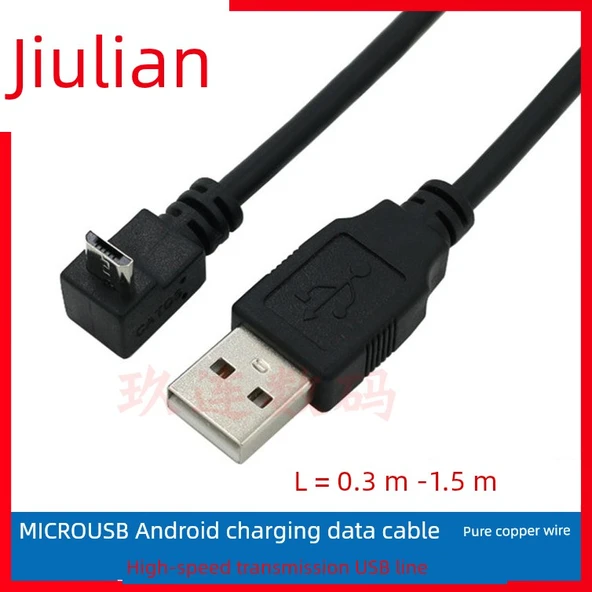 Micro USB Dirsekli Data Kablosu 2A Hızlı Şarj - 50cm - Sağ Açılı - 2