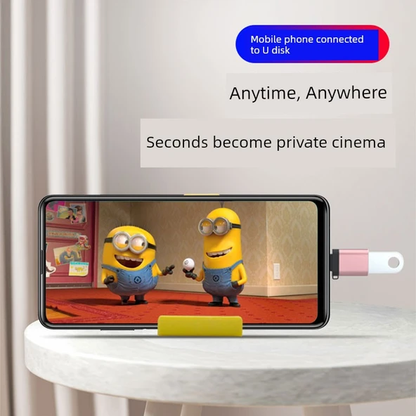 Android Micro OTG Adaptör - Merdiven Tasarımlı - Pembe Renkli - Boyun Askılı (2'li Paket) - 4