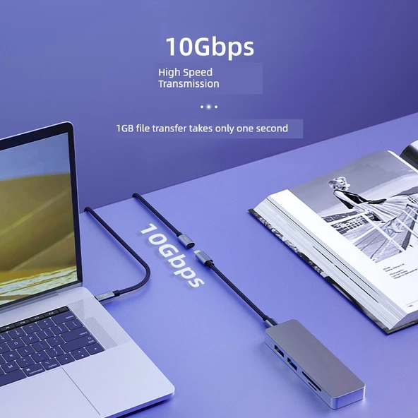 Type-C Erkek - Dişi USB 3.2 Uzatma Kablosu - 0.5m Düz Örgülü - 3