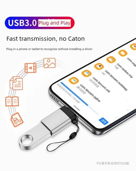 Android Micro OTG Adaptör - Merdiven Tasarımlı - Pembe Renkli - Boyun Askılı (2'li Paket) - 7