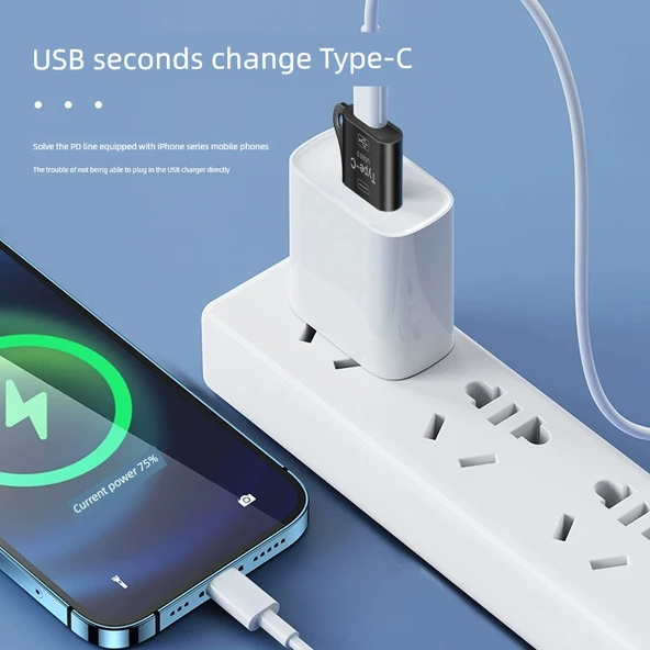 USB - Type-C Lightning Adaptör - Rui Siyahı - 3