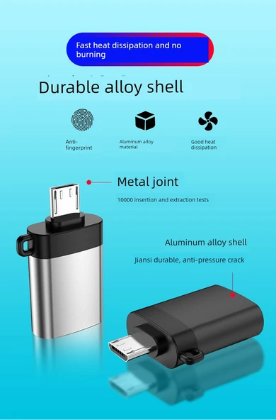 Android Micro OTG Adaptör - Merdiven Tasarımlı - Pembe Renkli - Boyun Askılı (2'li Paket) - 9
