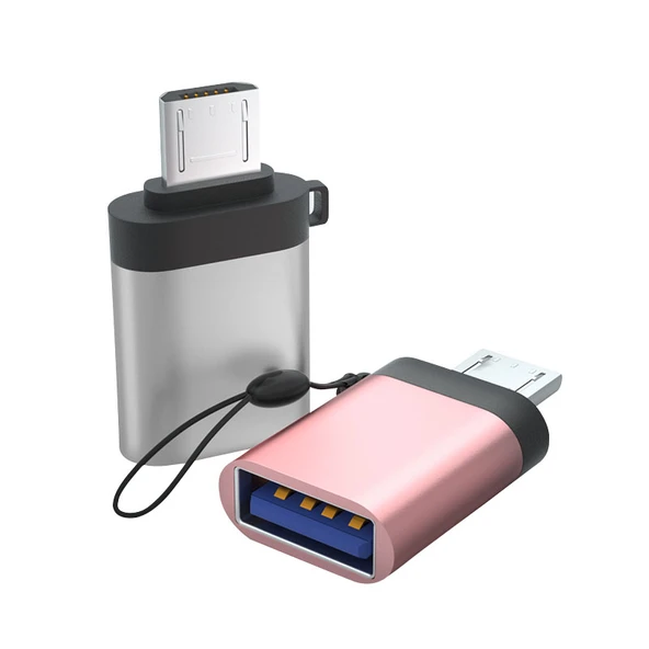 Android Micro OTG Adaptör - Merdiven Tasarımlı - Pembe Renkli - Boyun Askılı (2'li Paket) - 3