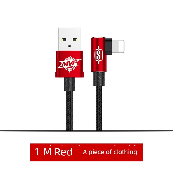 USB - Lightning Dirsekli Data Kablosu - Kırmızı 1 Metre
