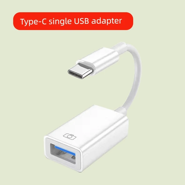 3'ü 1 Arada OTG Adaptör - Type-C - USB 3.0 - Klasik Beyaz - Tek USB