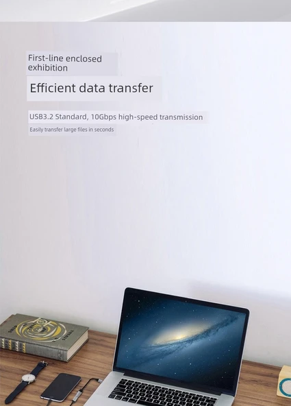 Type-C Erkek - Dişi USB 3.2 Uzatma Kablosu - 0.5m Düz Örgülü - 10