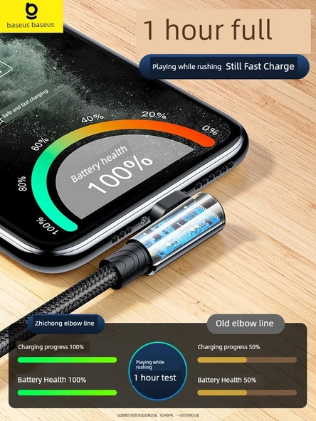 USB - Lightning Dirsekli Data Kablosu - Kırmızı 1 Metre - 2