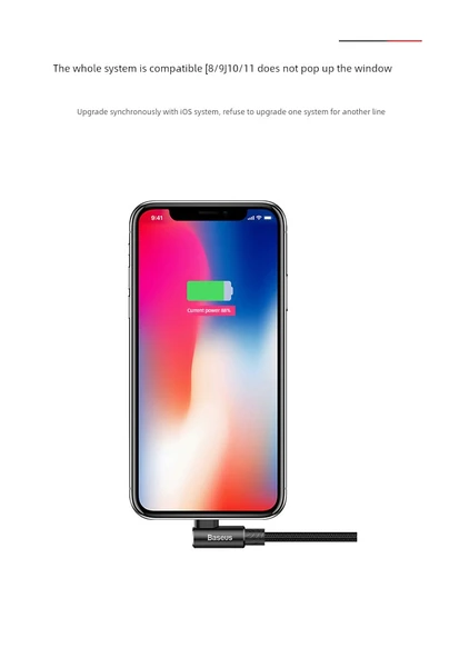 USB - Lightning Dirsekli Data Kablosu - Kırmızı 1 Metre - 11