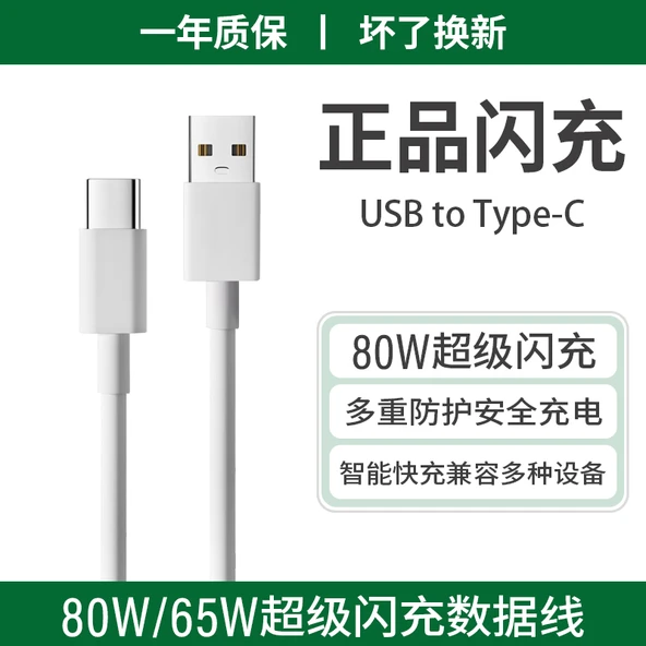 Type-C 65W/80W Süper Hızlı Şarj Kablosu 2.0m - Tekli Paket