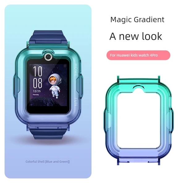 Huawei Kids Watch 4pro Mavi Efsun Yeşil Renkli Desenli Silikon Kılıf + Temperli Film