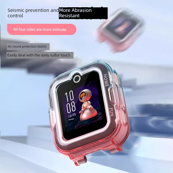 Huawei Kids Watch 4pro Şeffaf Renkli Desenli Silikon Kılıf + Temperli Film - 5