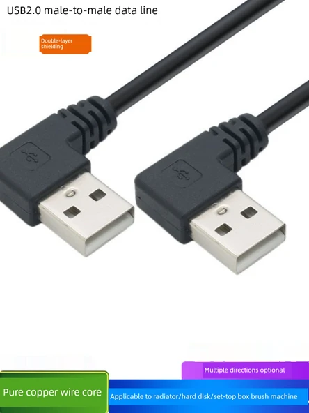 Dirsek USB Erkek Erkek Data Kablosu - 0.5m Soldan Sola - 2