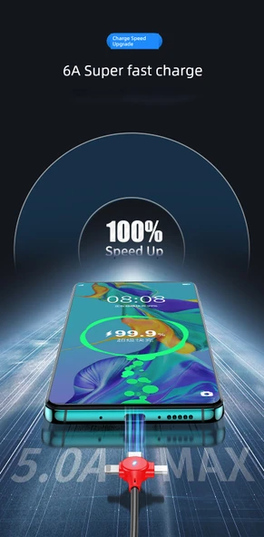 66W Süper Hızlı Şarj Yaylı Geri Çekilebilir Type-C Düz Başlıklı Data Kablosu - Siyah - 10