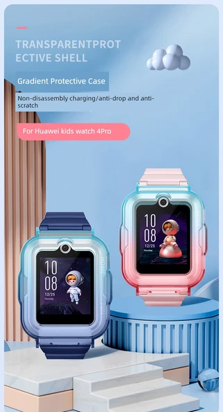 Huawei Kids Watch 4pro Şeffaf Renkli Desenli Silikon Kılıf + Temperli Film - 7