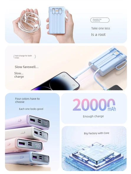 20000mAh Hızlı Şarj Powerbank - Gradyan Renkli - 22.5W Yüksek Uyumluluk - 2