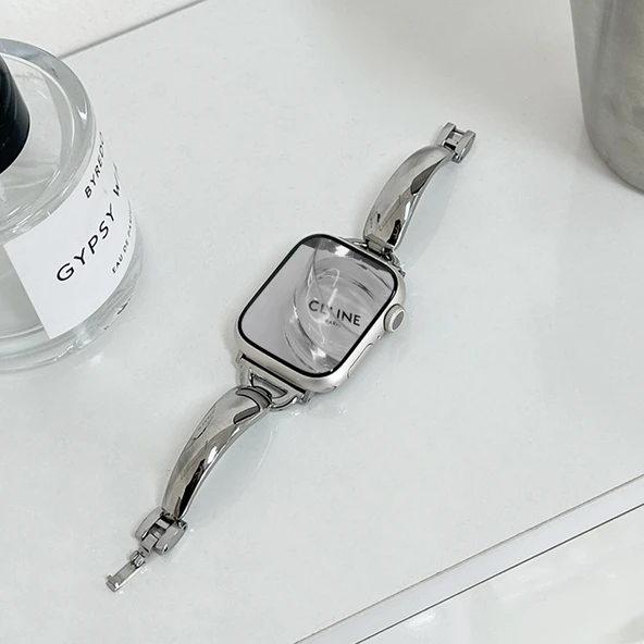 Gümüş Paslanmaz Çelik Apple Watch Kordonu - 40mm (iWatch 4/5/6/SE)
