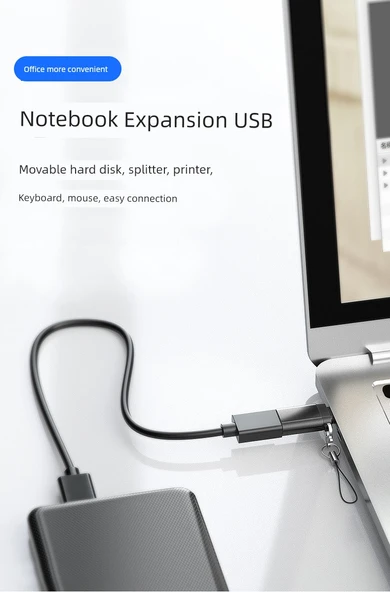 Apple - USB 3.0 OTG Adaptör - Yüksek Hızlı Klasik Siyah - 1 Adet + Askı - Resim 8