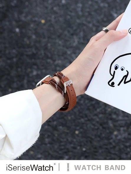 44mm Kahverengi Apple Watch Kordon ve Kılıf (4~6. Nesil/SE) - Resim 3