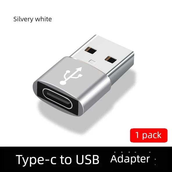 USB - Type-C 3.0 OTG Adaptör - Yüksek Hızlı Gümüş Beyaz - 1 Adet