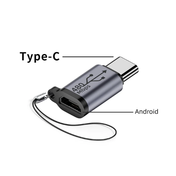 Telefon Şarj ve Veri Aktarım Adaptörü - Type-C - Android Dişi + Askı