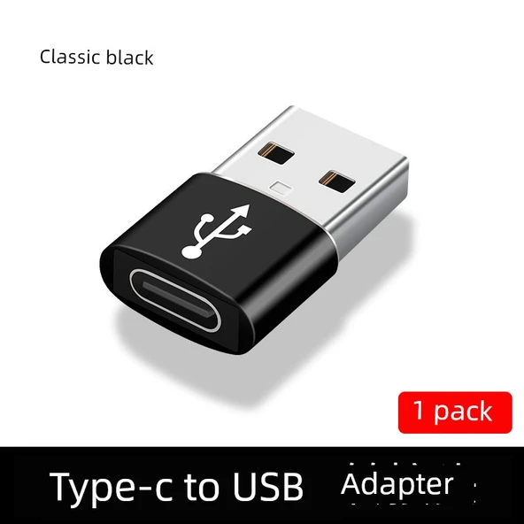 USB - Type-C 3.0 OTG Adaptör - Yüksek Hızlı Klasik Siyah - 1 Adet