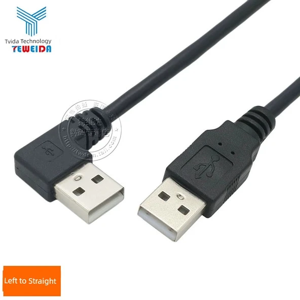 Dirsek USB Erkek Erkek Data Kablosu - 0.3m Soldan Düz