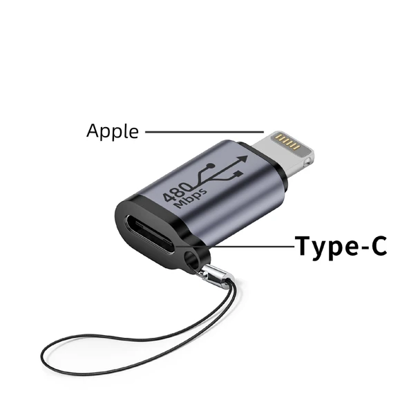 Telefon Şarj ve Veri Aktarım Adaptörü - Apple - Type-C Dişi + Askı