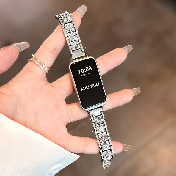 Glory Bileklik 7/6nfc Metal Tam Elmas Saat Kordonu - Metal Tam Elmas Yıldız Ay Gümüş