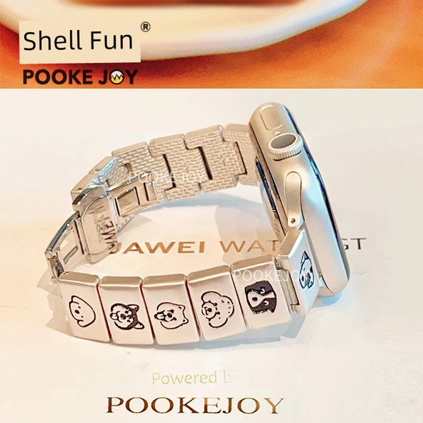 Apple Watch 38mm (1~3. Nesil) Metal Kordon - Yıldız Işığı Köpek Yavrusu
