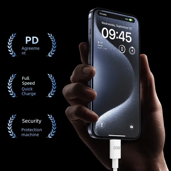 2'si 1 Arada Apple Watch ve Telefon Kablosuz Şarj Aleti - Type-C iWatch Şarj Ünitesi 1m - 5