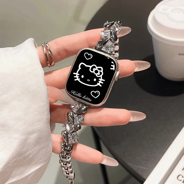 Xiaomi Bracelet 9Pro Gümüş Kalp Opte Taşlı Zirkon Bileklik