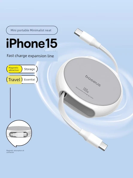 Çift Başlıklı Type-C Data Kablosu - Siyah - iPhone 15 Serisi - 2